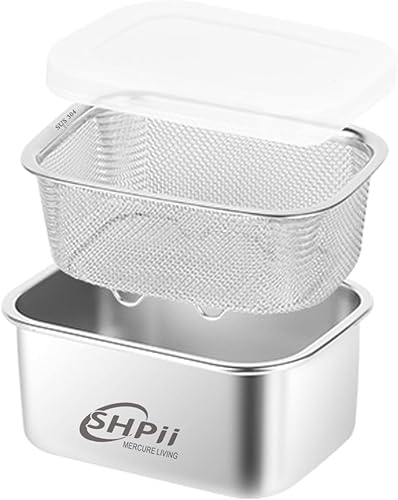 Miniatura 11 de Juego de 2 piezas de colador mini de acero inoxidable 304 con tazón para mezclar, para cocina, lavado de frutas y verduras, preparación en la parte