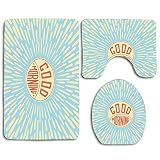 Bonjour Message de voeux piégé dans une balle sur fond à poutres 3 pièces ensemble de tapis de salle de bain, couverture de siège de toilette absorbant antidérapant couverture de couvercle de tapis de