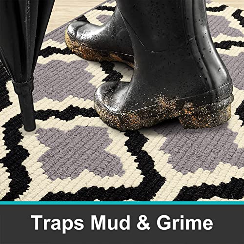 Kitinjoy Indoor Door Mat, Non-Slip, Absorbent, Dirt Resist, Entryway Mat, Low-Profile Inside Welcome Front Doormats For Entrance(32X20 Inches, Grey) #TOP1