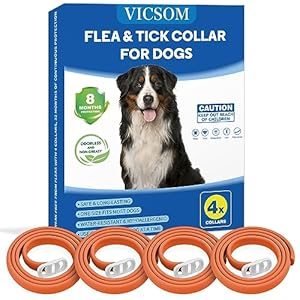 4 Pack Flea Collar for Dogs, Dog Flea and Tick Collar 8 Months Flea and Tick Prevention for Dog, Waterproof Adjustable Puppy Collar Natural Tick and Flea Collars for Small Medium Large Dogs, Orange