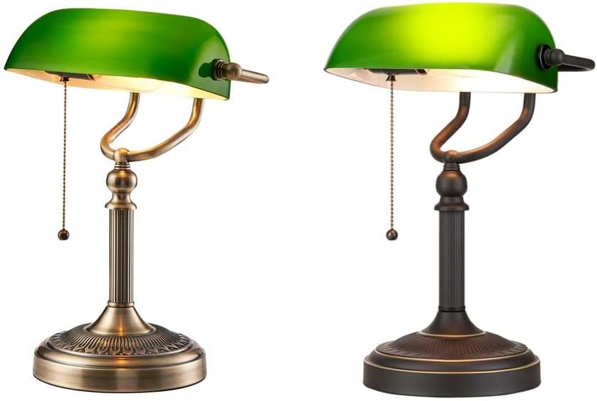 Green Glass Bankers Desk Lamp & Antique Green Glass Bankers Desk Lamp