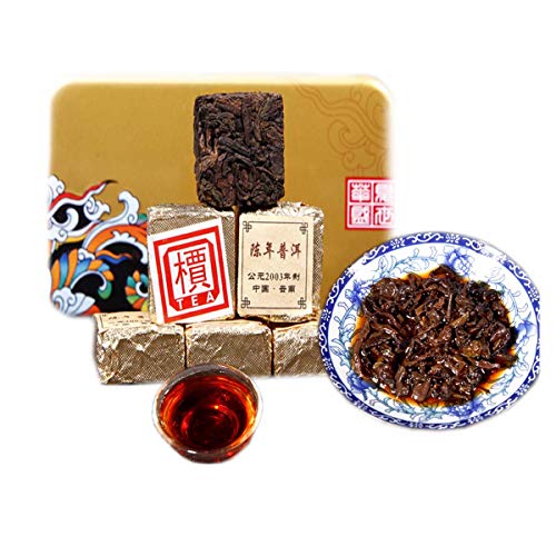 通用 Old PU Erh Té Negro Té Maduro de Puer Ladrillo cocido al Horno Caja de Hierro Amarillo Yunnan Health 250g
