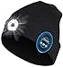 Produktbild Bluetooth Mütze mit Licht Wireless Bluetooth 5.0 Beanie Musik Mütze USB Nachladbare Laufmütze Winter Wärmer Cap LED Emergency Hut Strickmütze für Herren Damen Skifahren Laufen Skaten Weihnacht