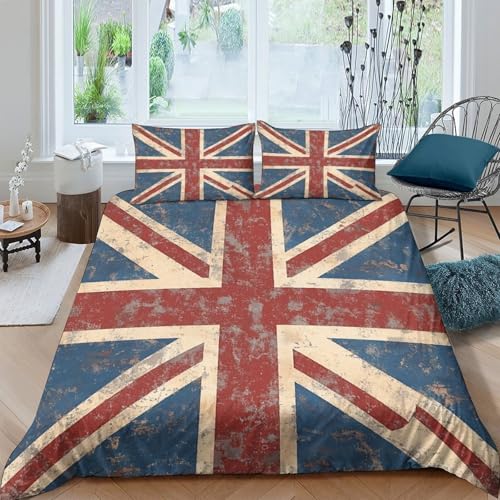 Parure de lit Union Jack microfibre lavable machine housse de couette double - 4