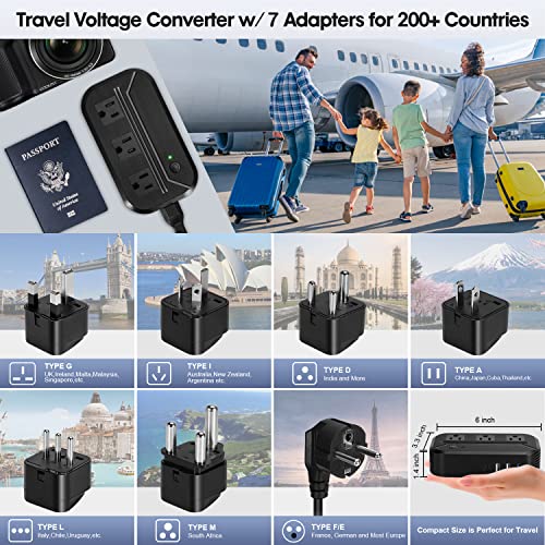 Voltage Converter 2300W Power Step Down 220V To 110V Universal Travel Adapter Power Converter Power Transformer W/ 3 Ac Outlets 3 Usb Ports 1 Type-C Charging For Eu/Uk/Au/Us/It/India/South Africa #TOP5