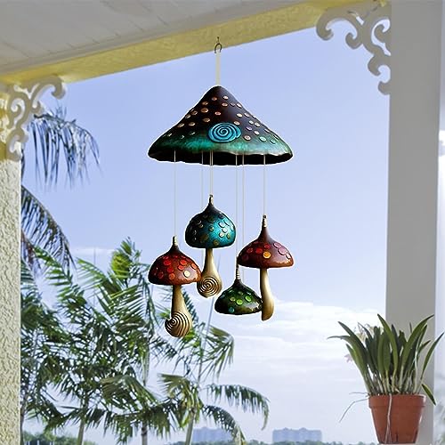 Pilz Campanula | Pilz Garten Windspiel Aus Harz | Türschutz Windspiel Glocken Charm | Türschutz Windspiel Glocken Charm Mushroom Campanula | Klangspiel Draußen Für Terrasse, Balkon, Gartendekoration – Bild 4