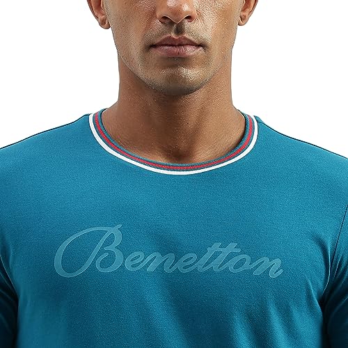 Image of UNITED COLORS OF BENETTON Men's Cotton Solid Regular Fit T-Shirt