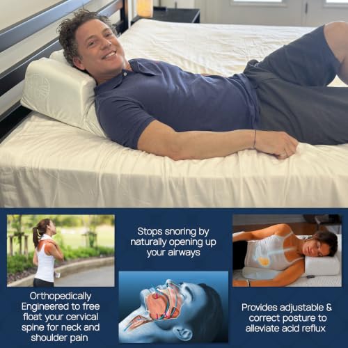 Image of Patented 3.0 Therapy Pillow for Chronic Neck Pain Relief, Decompression, Better Posture & Acid Reflux (For Side Sleepers) - HSA /FSA Approved. Also Opens Airways and Prevents Snoring