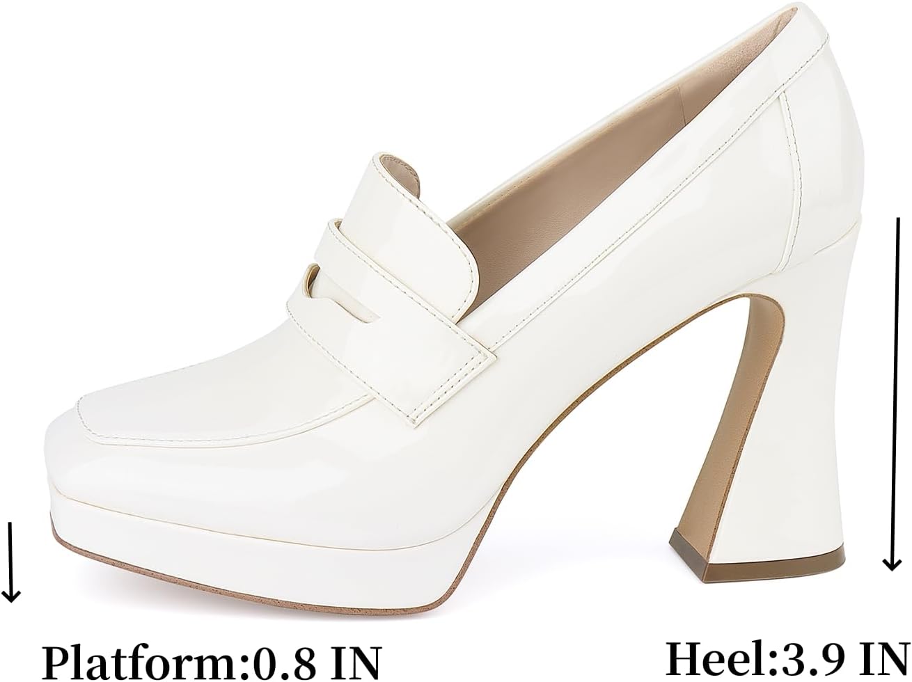JENN ARDOR Women's Platform Loafer Heels Square Closed Toe Chunky Block High Penny Loafers Pumps Elegant Comfort Casual Slip On Wedding Dress Shoes - Image 3
