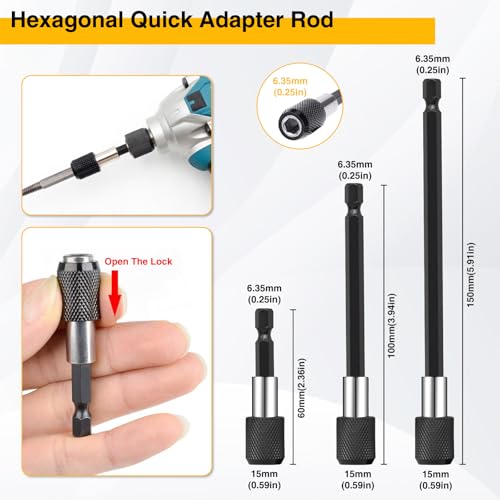 FiLwW 38Pcs Flexible Drill Bit Extension, 105° Right Angle Drill, Bit Holder, Hex Socket Adapter, Bendable Drill Bit Extension, Bit Holder Extension Screwdriver Bit Kit by FiLwW - Image 7