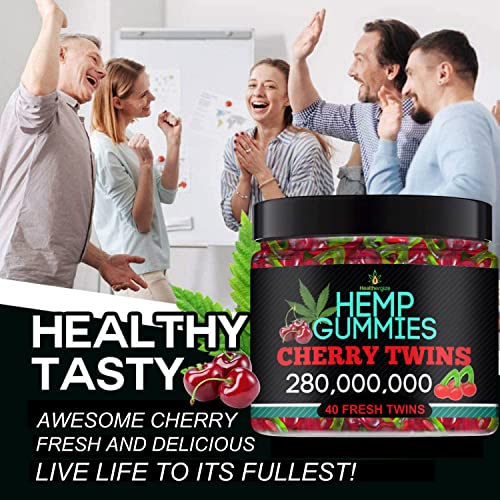 Healthergize Hemp Gummies Premium-Delicious Cherry Twins-Made In USA-Natural Hemp Candy-For Sleep, Relax, Calm, Chill… - Image 4