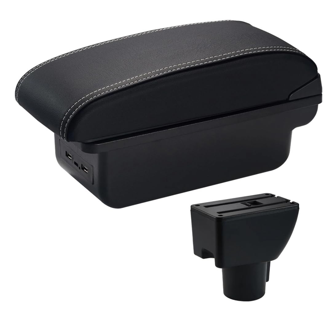 Toiumops Armrest for Hyundai Getz, Car Armrest Box Center Console Store Box(C3 White Line USB)