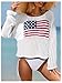 SOLY HUX Women's Hollow Out Knit American Flag Sweater Long Sleeve Pullover Cover Up Knitwear Beach Vacation Outfits White Graphic Medium