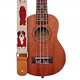MUSIC FIRST Original Design “MR DOG” Soft Canvas & Genuine Leather Ukulele Strap Ukulele...