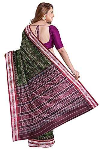 Image of Odisha Sambalpuri Handloom Ikat Women's Cotton Saree, Odisha Handloom Handmade Pure Cotton Khandua Saree, Ikkat Orissa Traditional Handloom Saree Without Blouse