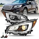 Erlebnis Headlights Assembly Compatible with 2015-2017 Subaru Legacy/Outback, Pair Headlamp Assemblies Clear Lens Replacement (Model A)