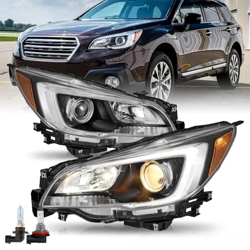 Erlebnis Headlights Assembly Compatible with 2015-2017 Subaru Legacy/Outback, Pair Headlamp Assemblies Clear Lens Replacement (Model A)