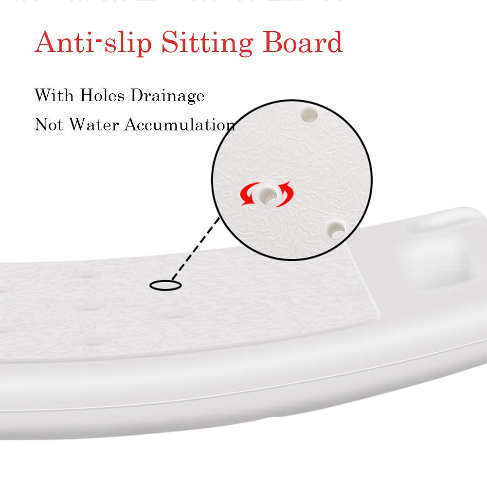 Ergonómico Blanco Silla de Ducha con Respaldo y Teras Antideslizantes,Ensamblaje Sin Herramientas Taburete de Ducha-Regulable en Altura,para Ancianos y Discapacitados