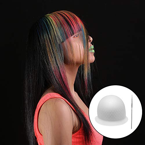 Friusate Hair Coloring Highlighting Cap, 2 Pieces Silicone Highlight Cap Pull Through Caps Hair Coloring Frosting Cap With Hook, Hair Highlighting Kit Gloves And Brush For Salon Tools Women Men #TOP6