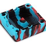 Black/Blue/Red Beamer Silicone Premium AshTray w/ Glass Friendly Tapping Center Unbreakable Shatter / Heat Resistant up to 570°F! Holds cigarettes Blunts Most Cigars Cigarillo Lighters Rolling Paper