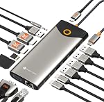 NOVOO USB C Docking Station Dual Monitor, 15 in 1 Docking Station 3 Monitors with 2 HDMI,VGA,USB C/A Ports, 100W PD, RJ45, SD/TF and Audio, Multiport Adapter for MacBook/Dell/iPhone/iPad/HP/Lenovo