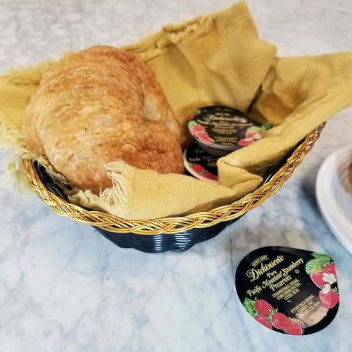 Image of Tablecraft Black 9 inch Oblong Hand-Woven Basket w / Gold Metal Trim
