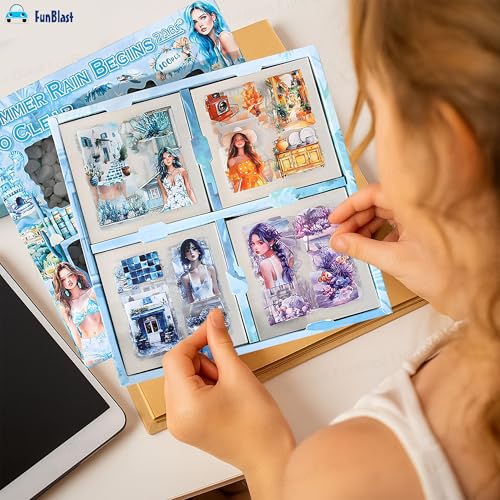 Image of FunBlast Self Adhesive 640Pcs /100 Sheets, Aesthetic Butterfly Stickers, Retro Decorative Sticker's for Scrapbook, Japanese Style Sticker's for Project, Journals, Scrapbooking (Summer)