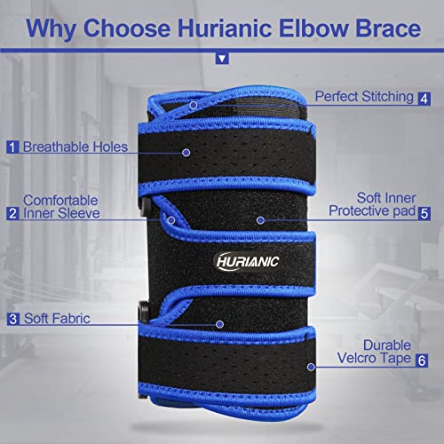 Elbow Brace, Tendonitis And Tennis Elbow Pain Relief, Adjustable Stabilizer With Removable Splint For Ulnar Nerve Entrapment And Cubital Tunnel Syndrome, Arm Support Straps For Night Sleep Fit Men& Women Blue #TOP4