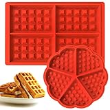【Paquete incluido】Recibirás 1 molde para gofres en forma de corazón y 1 molde para gofres rectangular para satisfacer tus necesidades de diferentes gofres