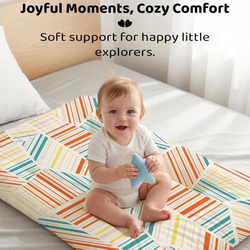 Image of StarAndDaisy Newborn Baby Bedding Nest 100% Cotton Cushioned Mattress Sheet with 2 Side Bolster Pillows & 1 Head Pillow Breathable & Soft Boys & Girl Design Check Print
