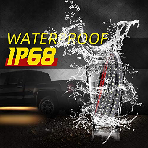 Fuguang [2Pc-70Inch Ip68 Led Board Running Light Truck Side Marker Flexible Step Strip Lights White & Amber Turn Signal Combo Kit (Ip68) #TOP3