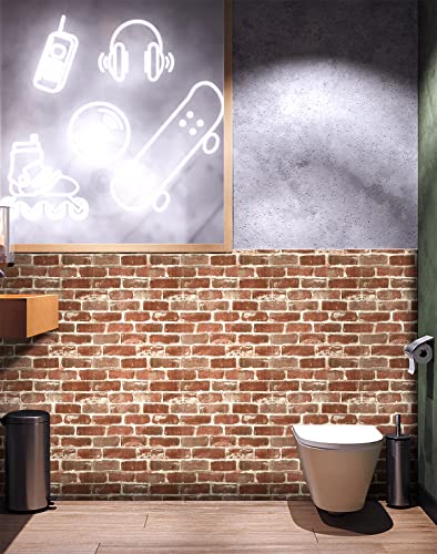 Brick Wallpaper Peel And Stick, Red Thicken Rustic Self Adhesive Removable Vinyl Film Roll For Wall Decoration Cover Countertops Furniture #TOP3