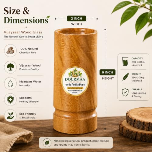Image of Vijaysar Wood Herbal Glass (200 ml) | Ayurvedic Wooden Tumbler for Wellness | Natural Sugar Management Support | Wooden Cup for Daily Use | Handcrafted Indian Kino Tree Glass 200 ML