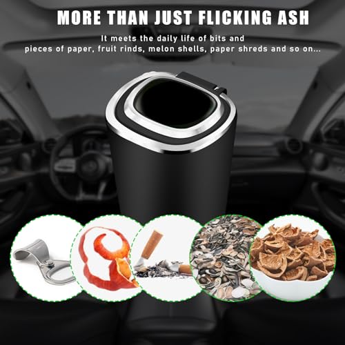 Image of Ohleats Car Ashtray, Detachable Stainless Steel Smokeless Ash Tray with LED Blue Light, Auto Ashtray with Lid Smell Proof Weed for Most Vehicles, Universal Interior Car Accessories (Pack of 2)