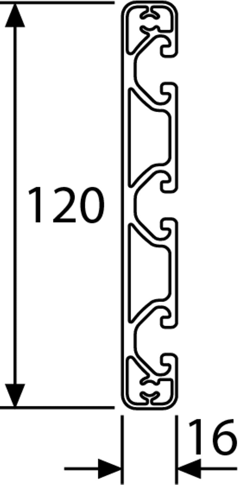 Profil aluminiowy czarny 16x120E typ I 8 rowków (ultralekkie). Profil aluminiowy 16x120 profil aluminiowy 16x120 profil monta?owy 1470 mm