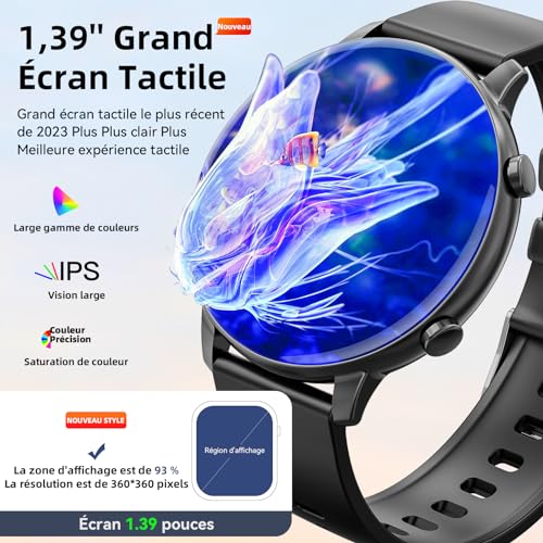 Hwagol Montre Connectée Homme Femme 1.39" Smartwatch avec Podometre, Moniteur Sommeil, avec 140+ Sportifs, Smartwatch Montre Intelligente Bracelet pour Android iOS – Image 3