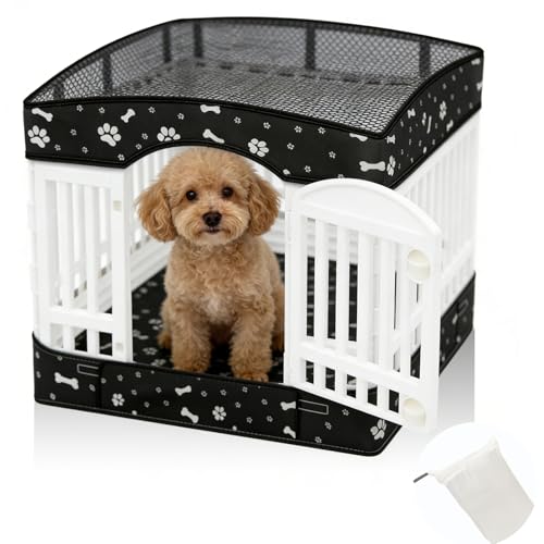 Dog Playpens Cover and Bottom Mat Set Playpen Not Included Non-Slip Dog Crate Covers 36 Inch Dog Playpen Bottom Pad Washable Reusable Puppy Playpen Pad for Pet PlayPen Dog Kennel Covers 36 Inch