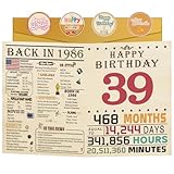 WinSmile 39th Birthday Card, 39th Birthday Decorations for Women Men, Happy Birthday Cards for 39 Year Old Her Him, 39th Birthday Gifts for Wife Husband, Birthday Retro Card