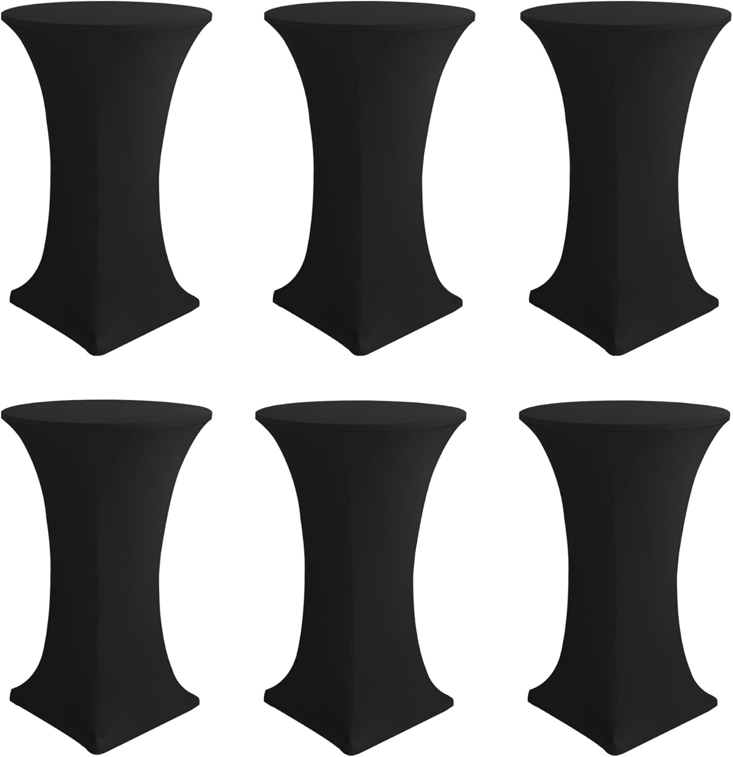 Cocktail Table Covers-Spandex Round High Top Table Cloths 6 Pack 32x43 Inch-Black Stretch Fitted Bar Tall Tablecloth for Pub Bistro Highboy Party Event Banquet Height Folding Satnding Tables