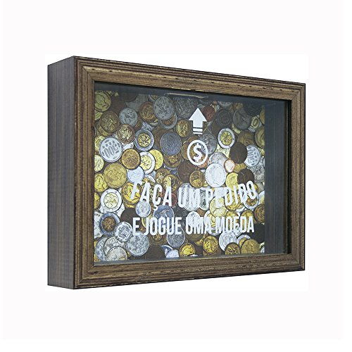 Quadro Cofre Moedas 13X18cm Kapos Natural 15X20X4