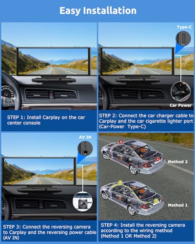 ESSGOO Wireless A-pple CarPlay & Android Auto 10.26" Touchscreen | Portable Car Stereo with 4K Front & Rear 1080P Dash Cam | GPS Navigation, Voice Control, BT 5.3, FM, Mirror Link, 64GB TF Card - Image 6