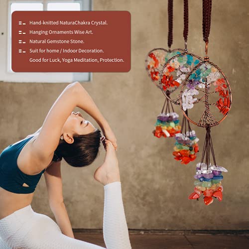 7-Chakra Stones Healing Crystal Hanging Ornaments Tree Of Life For Thanksgiving Christmas Day Car Hanging Accessories, Party Decor Meditation Decorations (Sgk-Round Shaped) #TOP2