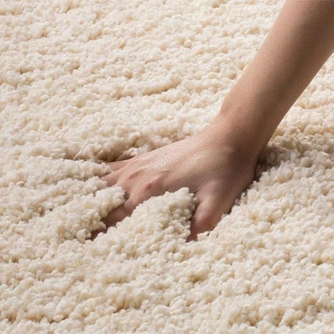 Image of Carpet for Living Room 5X7 FEET Modern Soft Shaggy Carpet Thick, Fluffy & 2 inch Pile Shag Rug for Your Kids Room, Bedroom & Livingroom (Ivory H)