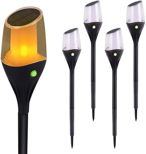 Miniatura 1 de IFAPIFAP Luces solares para exteriores, paquete de 4 luces solares con llama parpadeante, luces solares impermeables para jardín, luces solares de