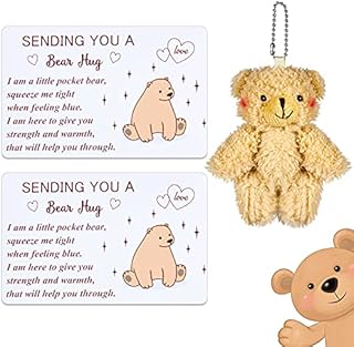 Little Pocket Bear Hug Token Bear Hug Cards Sending You a Hug Card and a Bear Toy for Keyring Ornaments Thinking of You Present for Lover Friends Family Couple