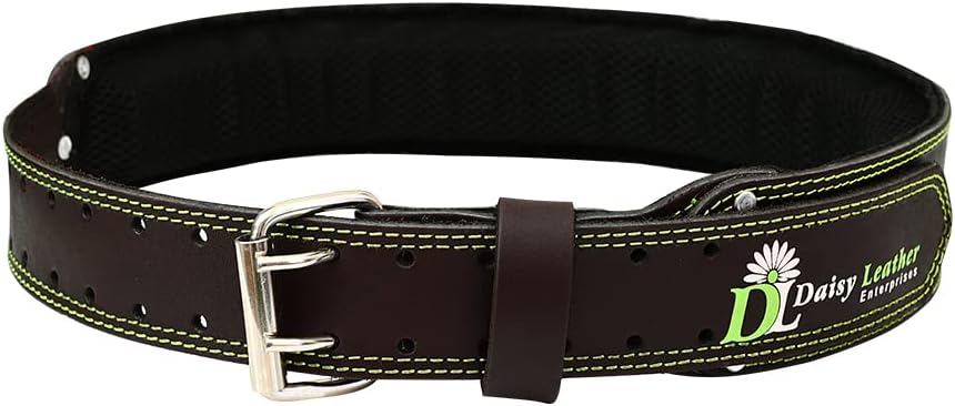 Daisy Leather Tool Belt 2.5” Inches with Back Support of High-Density Foam, Premium Grain Leather X-Large 32-Inch to 48-Inch (Chocolate Belt)