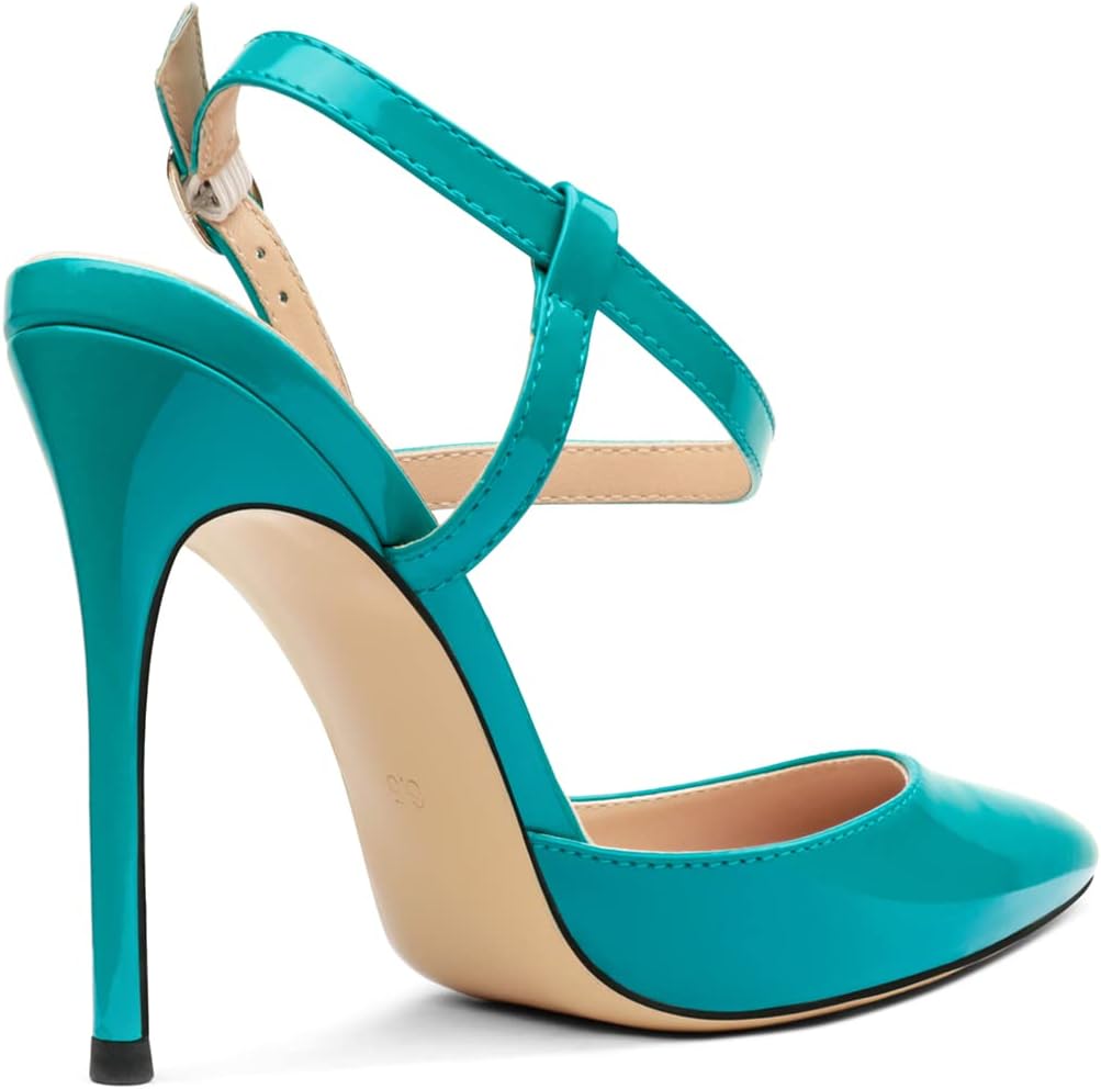 COLETER Women's Slingback Pumps 4IN Buckle Ankle Strap Sandals Closed Pointed Toe Office Work Wedding Shoes - Image 5