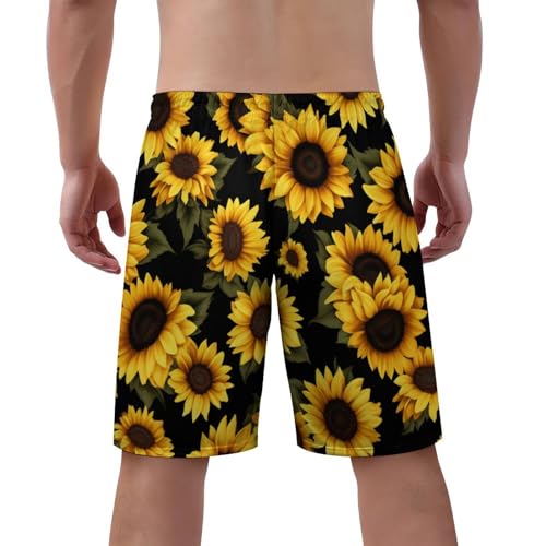 Mens Sunflowers Swim Trunks Quick Dry Swim Beach Shorts with Mesh Lining Pockets M3