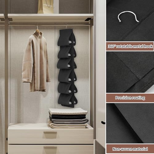 Naapesi Hängeorganizer Schuhregal, 12-Fach Schuhaufbewahrung Hängender Schuh Organizer für Spind, Tür und Garderobe, Schwarz