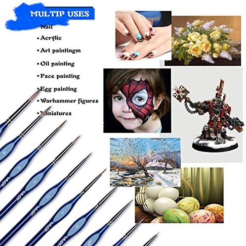 WLOT Fine Detail Brushes with Triangular Handles,10 Miniature Brush for Fine Detailing & Art Painting,Acrylic&Nail. Models,Watercolour, Miniatures,Oil, Wargaming Figures.